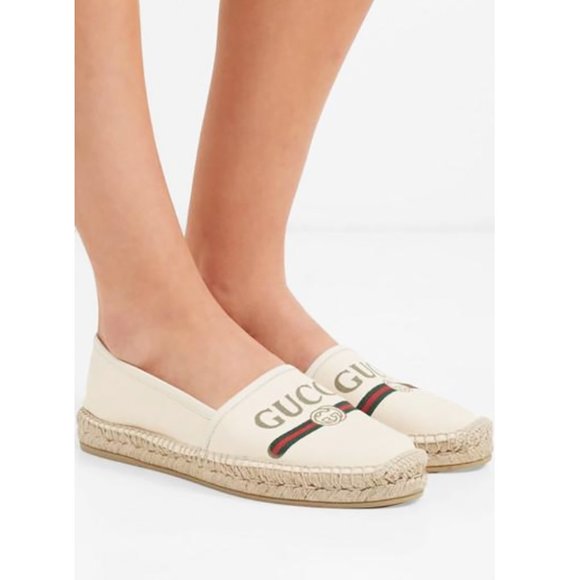 Gucci Women's Logo Print Canvas Espadrille Flats - Picture 2 of 12
